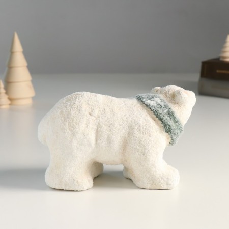 Souvenir Ceramics "White Bear in Green Charf" 16.5x7.5x10 cm-2