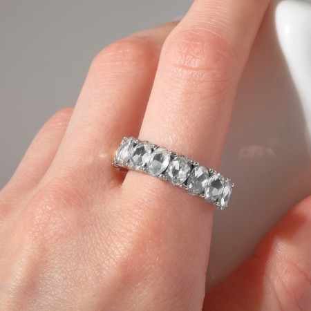 Ring Right Rectangles, white color in silver, dimensionless-2