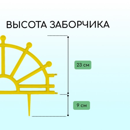 Decorative fence, 32 × 280 cm, 7 sections, plastic, yellow, "helm"-2