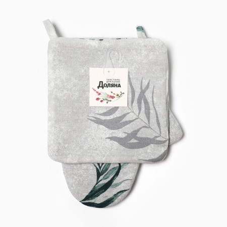 Set of kitchen. Dolyana Tropics: mittens 20x27 cm, take 19x19 cm, 100% HL, 164 g/m2-4