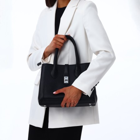 Women's bag with lightning, textura, average size, black color-8