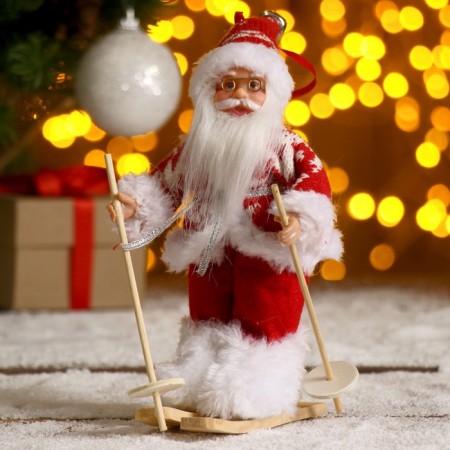 Santa Claus "Ski" in a knitted suit, 17 cm