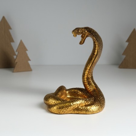 Souvenir Polystone stand "Royal Cobra" gold 13x11.7x14.3 cm-2