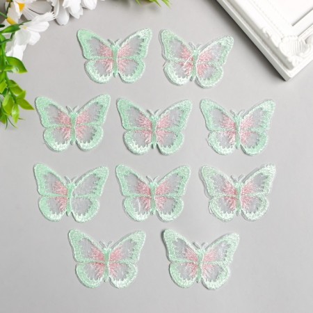 Decor for creativity Textile Embroidery "Blobo green-pink" 4.3x5.5 cm-1