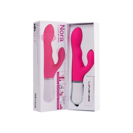 Lovense Nora vibrator with clitoral stimulant, silicone, pink color, 20 cm-13