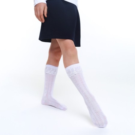 Golphs children's openwork with ruffles, white color, size 18-2