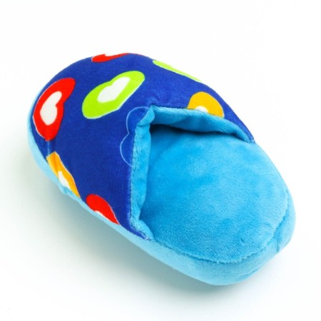 Toy for dogs "slippers", 15 cm, blue with hearts-1