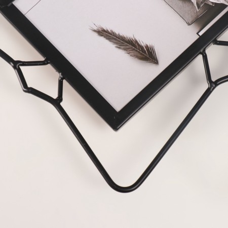 Photo frame metal in 1 photo 10x15 cm "Unusual geometry" black 16.7x20.5 cm-2