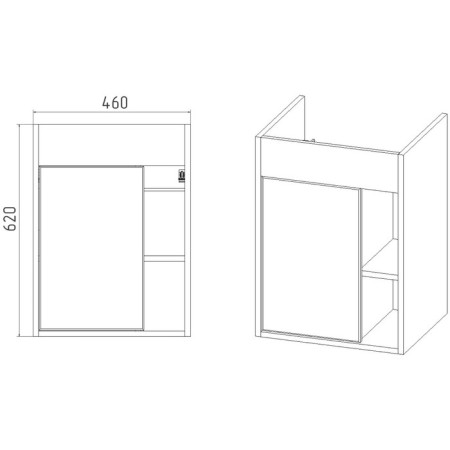 Viant Boston Tumba 1 sash, suspended 380x460x620 mm, with COMO 50 shell-3