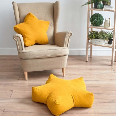 Decorative pillow "Stars", size 65x65x20 cm, yellow color