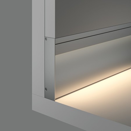 Aluminum profile skirting boards with backlight Led Strip Alm-8018-S-2M, 200x8x1.8 cm, silver color-5