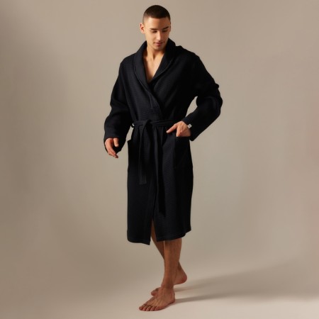 Wafel dressing gown Male SL Home: Basic "Dark Mare", size XL, 100% cotton, 300 g/m2