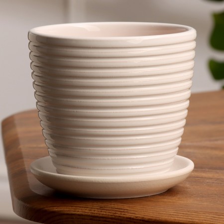 Pot Flower spiral white crocus No. 1, 0.7 l, d - 11.7 cm