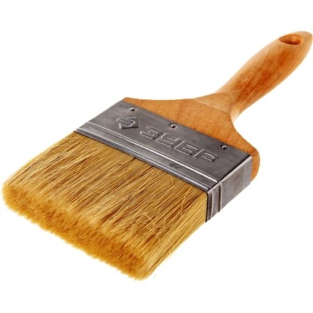 Brush flat bison 01005-100, light natural bristles, wooden pen, 4 ″/100mm-1