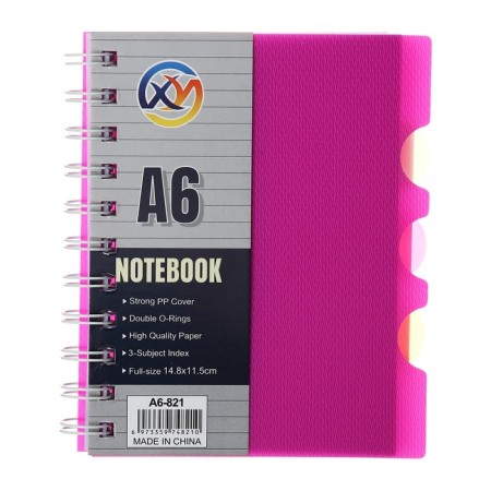 Notepad on the crest A6, 100 sheets, line, plastic cover, with neon divisors, mix-2