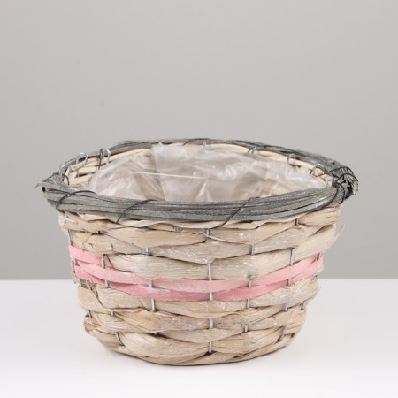 Kashpo wicker, 21x21x12 cm, light pink