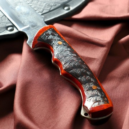 Caucasian knife, tourist "Viking" with scabbard, steel - 40x13, burned nut, 14.5 cm-3