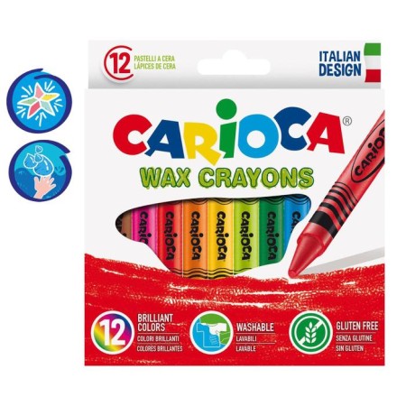 Loves wax 12 colors Carioca Wax Crayons, diameter 8 mm, round, in a cardboard box