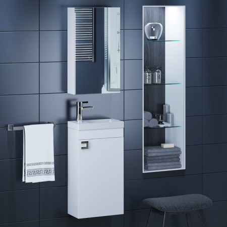 Tumbling under the Uperwood Vizo sink, 40 cm, suspended, white glossy