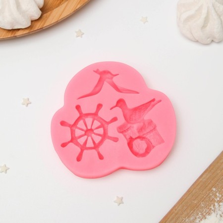 Mold "Sea Seagull", silicone, 9.5 × 9 × 1.5 cm, color mix-2