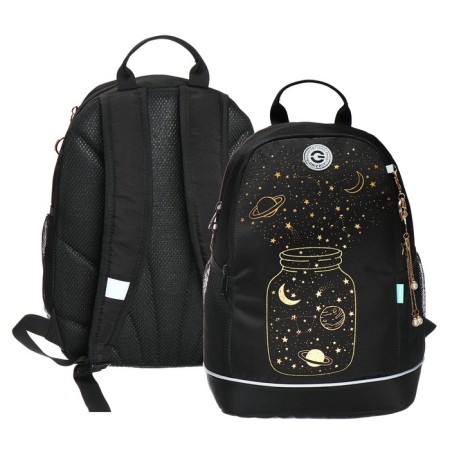 School backpack, 38 x 28 x 18 cm, Grizzly, ergonomic back, laptop department, black
