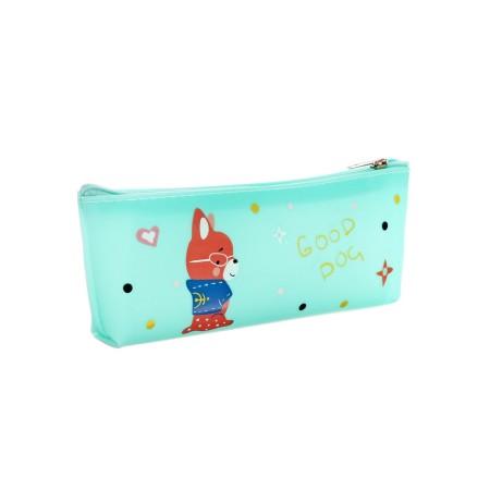 School Penal on a zipper turquoise dog