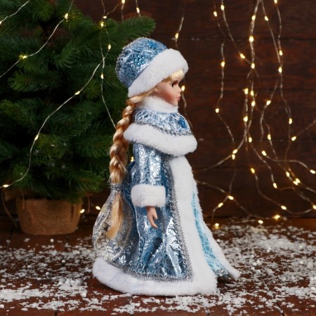 Snow Maiden "In a fur coat with a wad pattern" 34 cm, blue-1