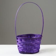 Wicker basket, d17 x 9 x 30 cm, purple, bamboo