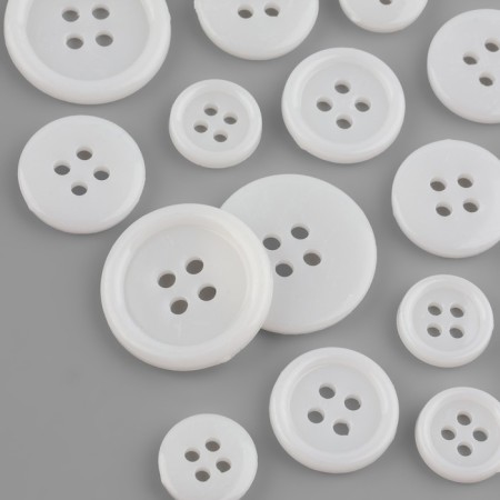 A set of buttons, 4 punctures, d = 10/15/20 mm, 17 pcs, in a blister, white color-1
