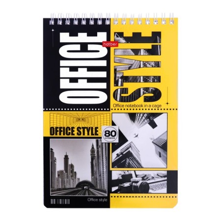 Notepad A5, 80 sheets on the crest in the Office Style cage, cover coated cardboard, uf-lak, offset 65g/m2 unit