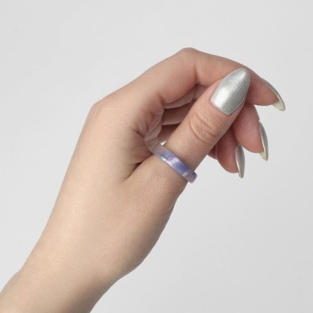 Ring set 2 pieces of acrylic "Duos", color gray-violet, size 17-17.5-3