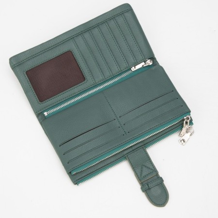 Women's wallet on magnet, green color-2