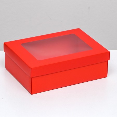 Folding box "red", with a window, 21 x 15 x 7 cm