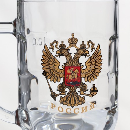 Пивная кружка «Герб России», стеклянная, 500 мл-1