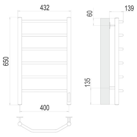 Terminus electric heated towel rail "Victoria" P6, 400x650 mm, chrome-2
