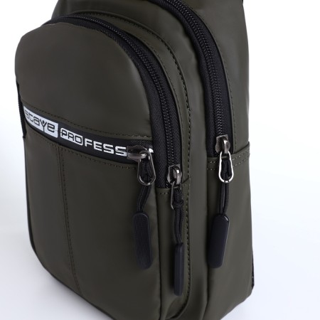 Male sling bag from textiles, headphones, green color-4
