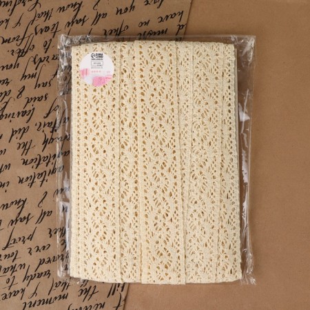 Knitted lace, 37 mm × 10 ± 1 m, beige color-3
