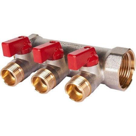 Collector Stout SMB 6210 011203, 1/2 ", 3 exits, with ball valves 1", red handles-3
