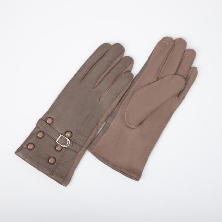 Gloves are female, dimensionless, without insulation, beige color