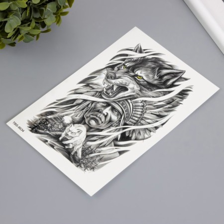 Tattoo on the body Black "Leader. Resistance" 12x19 cm-1