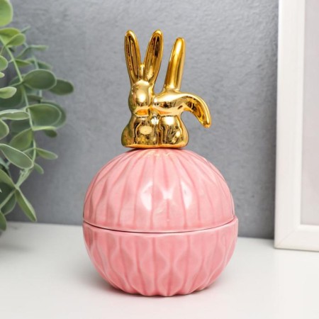 Coramics Coramics "Golden Bunnies" Pink 13x7.5x7.5 cm
