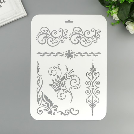 Plastic stencil "Flower patterns" 22x31 cm