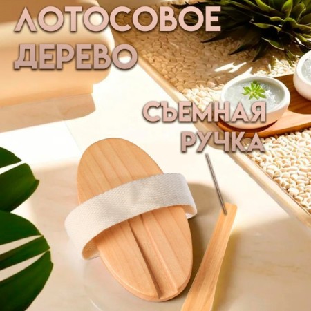 Massage brush made of natural bristles, with a handle, smooth-1