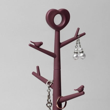 Standing for jewelry "Wood with heart", 18.3 × 36 cm, dark pink color-1