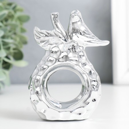 Souvenir Ceramics "Bird on a pear" silver 6.8x3.7x10.3 cm