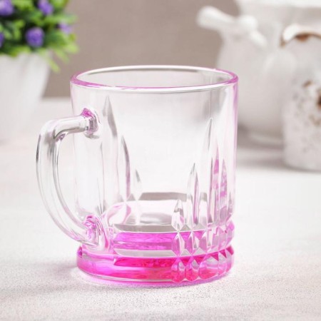 Glass jam glass, 280 ml, pink color-1