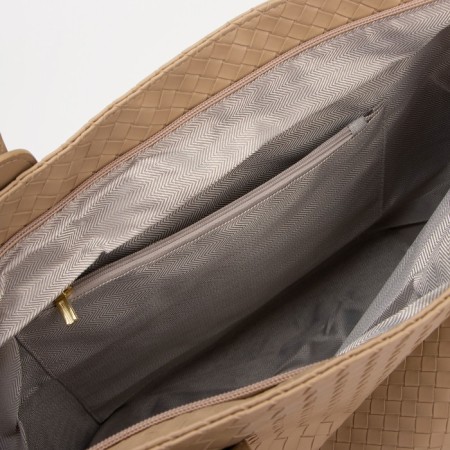 Zipper bag with lightning, beige color-3