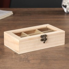 Casket Wood for painting for trifles with a glass insert 17x10x4.5 cm