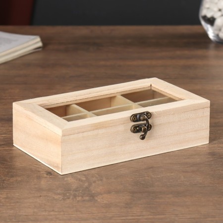 Casket Wood for painting for trifles with a glass insert 17x10x4.5 cm