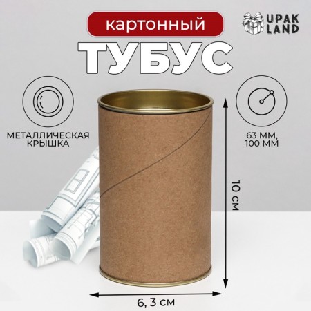 TUBUS 63x100 mm (80 mm inside height), cardboard, metal cover